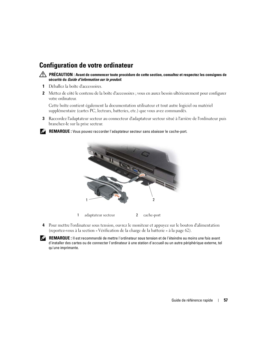 Dell ATG D620 manual Configuration de votre ordinateur 