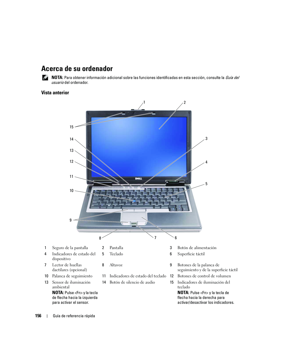 Dell ATG D620 manual Acerca de su ordenador, Vista anterior 