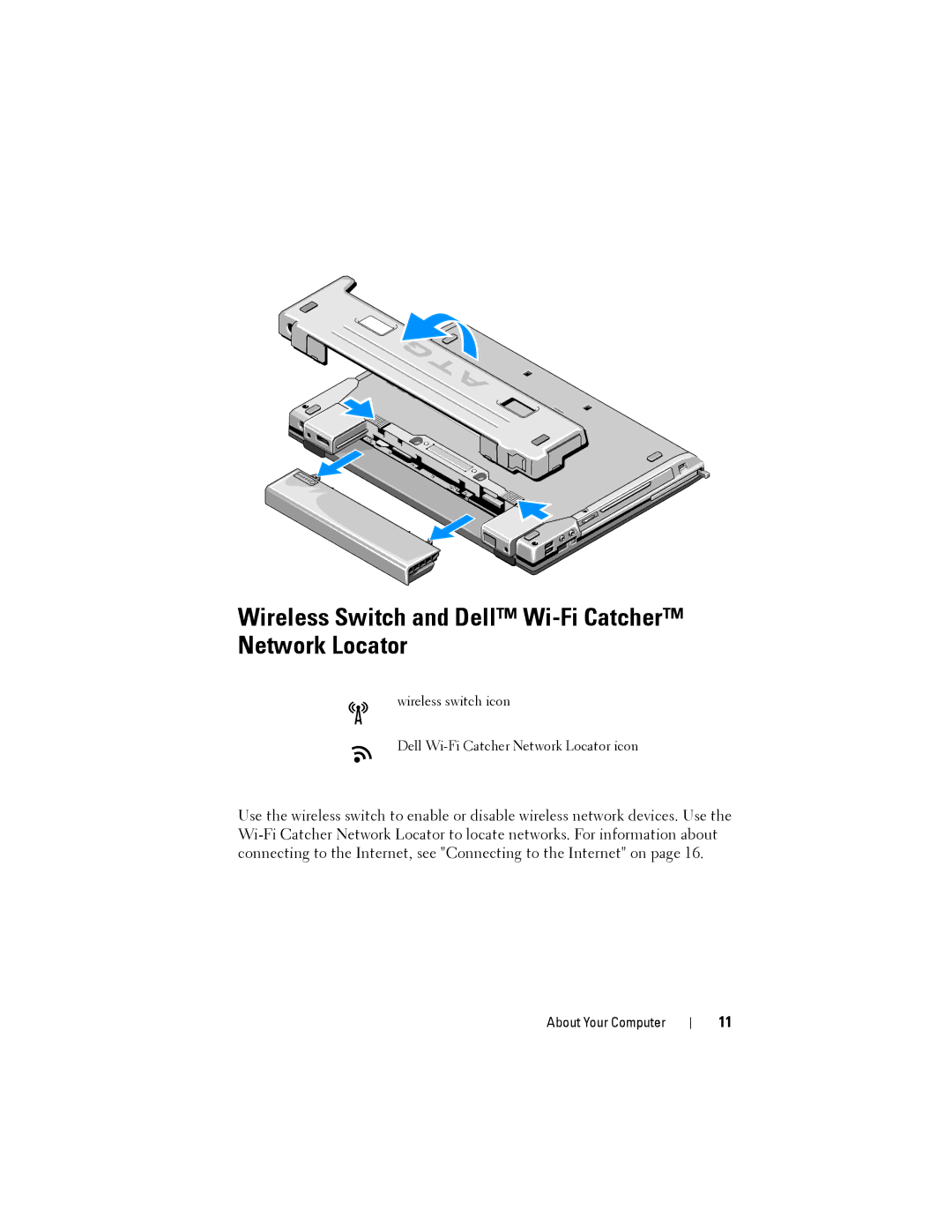 Dell PP27L, ATG E6400, NU229 specifications Wireless Switch and Dell Wi-Fi Catcher Network Locator 