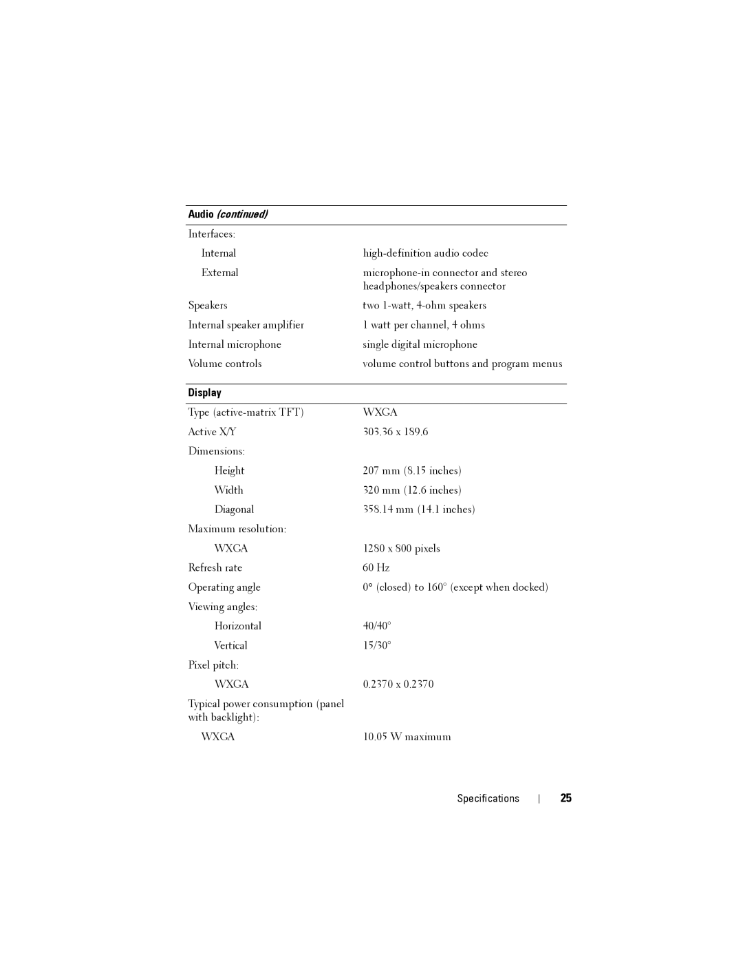 Dell NU229, ATG E6400, PP27L specifications Audio, Display 