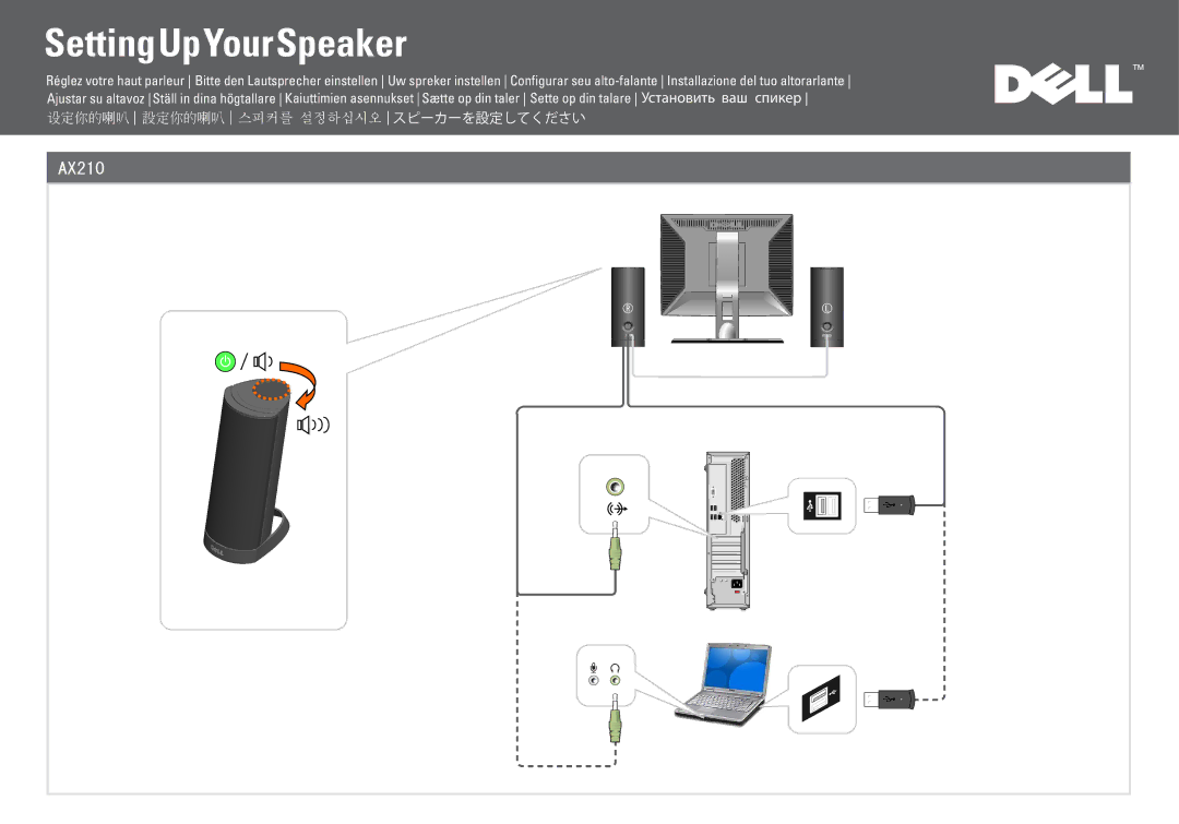 Dell AX210 manual SettingUpYourSpeaker 