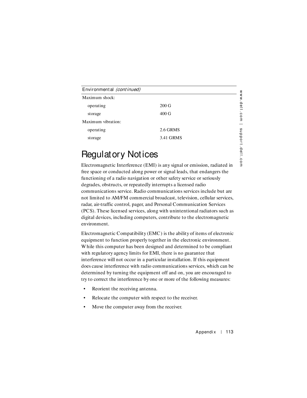 Dell Axim X5 manual Regulatory Notices, 113 