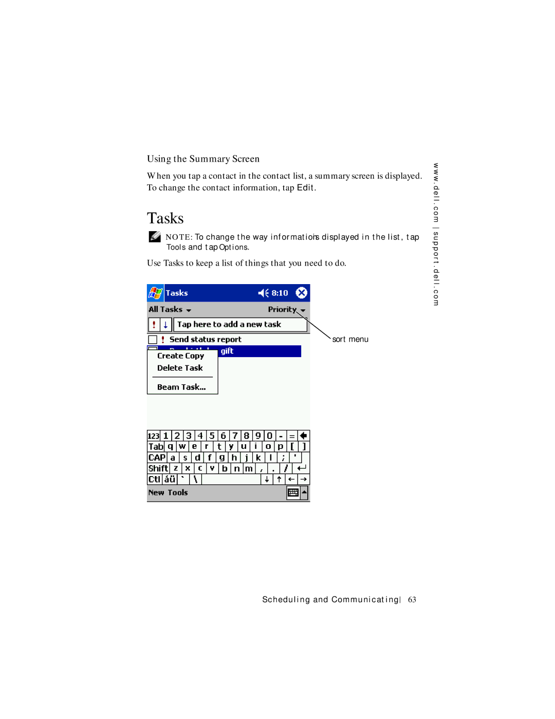 Dell Axim X5 manual Use Tasks to keep a list of things that you need to do 