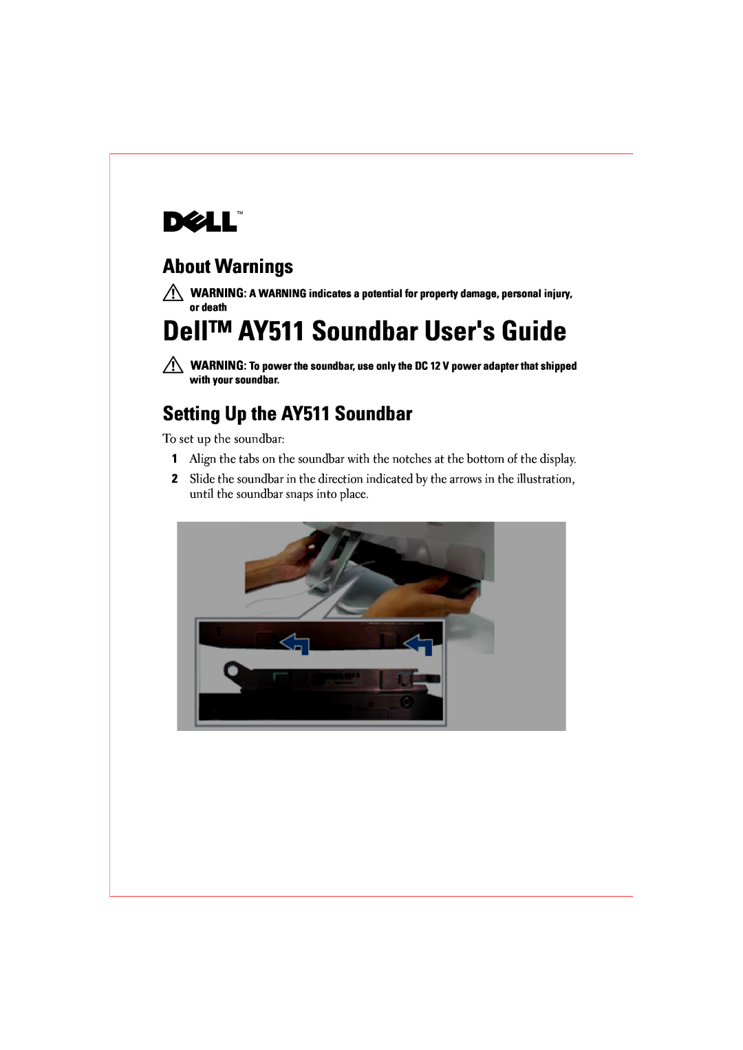 Dell AY511 manual Setting Up Your Speaker, 警告： 警告：, Achtung, Avertissement, Aviso, Varoitus, Advertencia, Allarme, Varning 