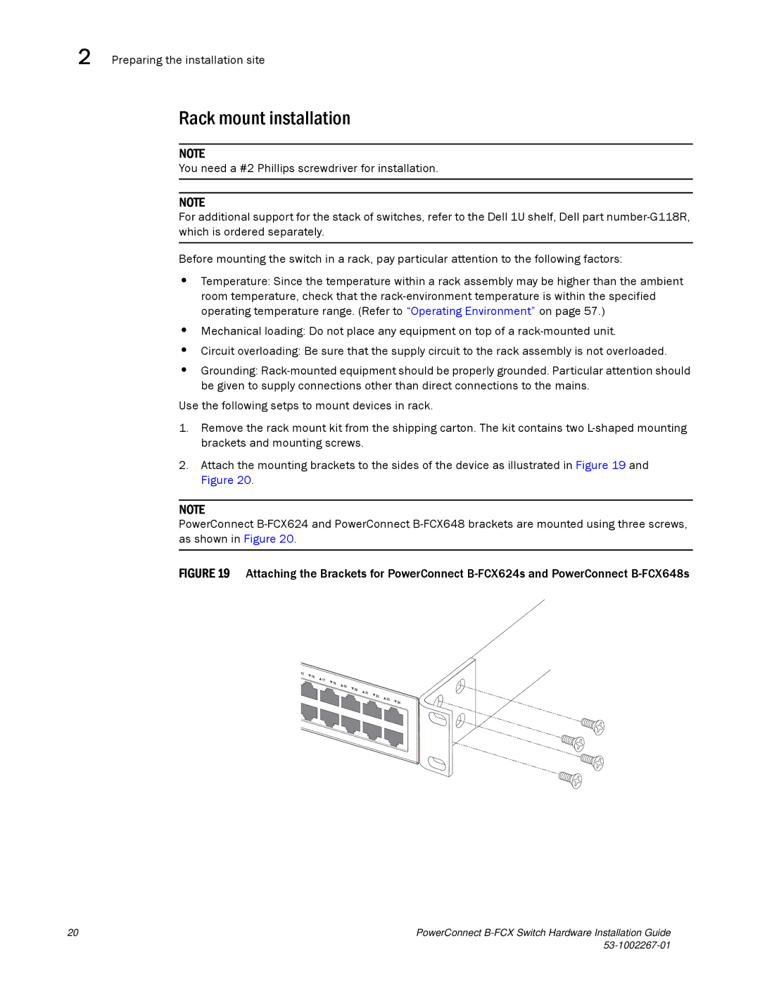 Dell B-FCX manual Rack mount installation 