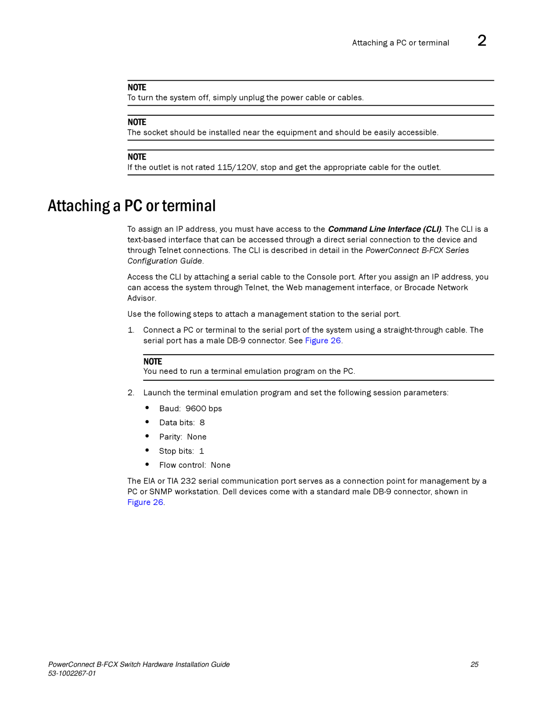 Dell B-FCX manual Attaching a PC or terminal 