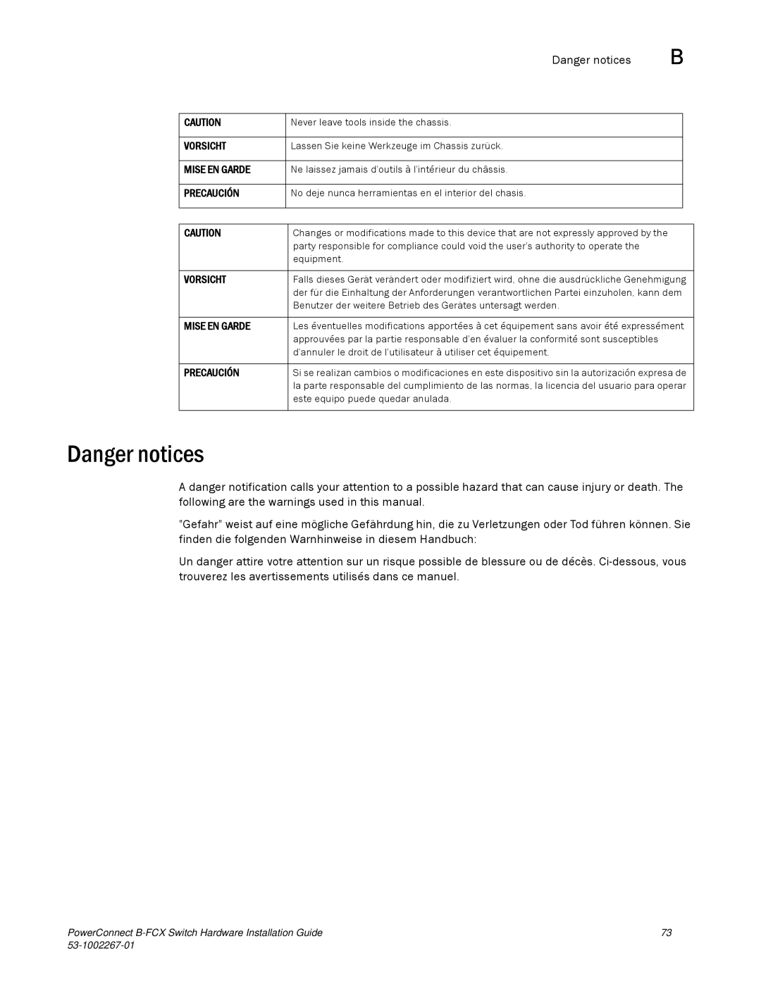 Dell B-FCX manual Never leave tools inside the chassis 