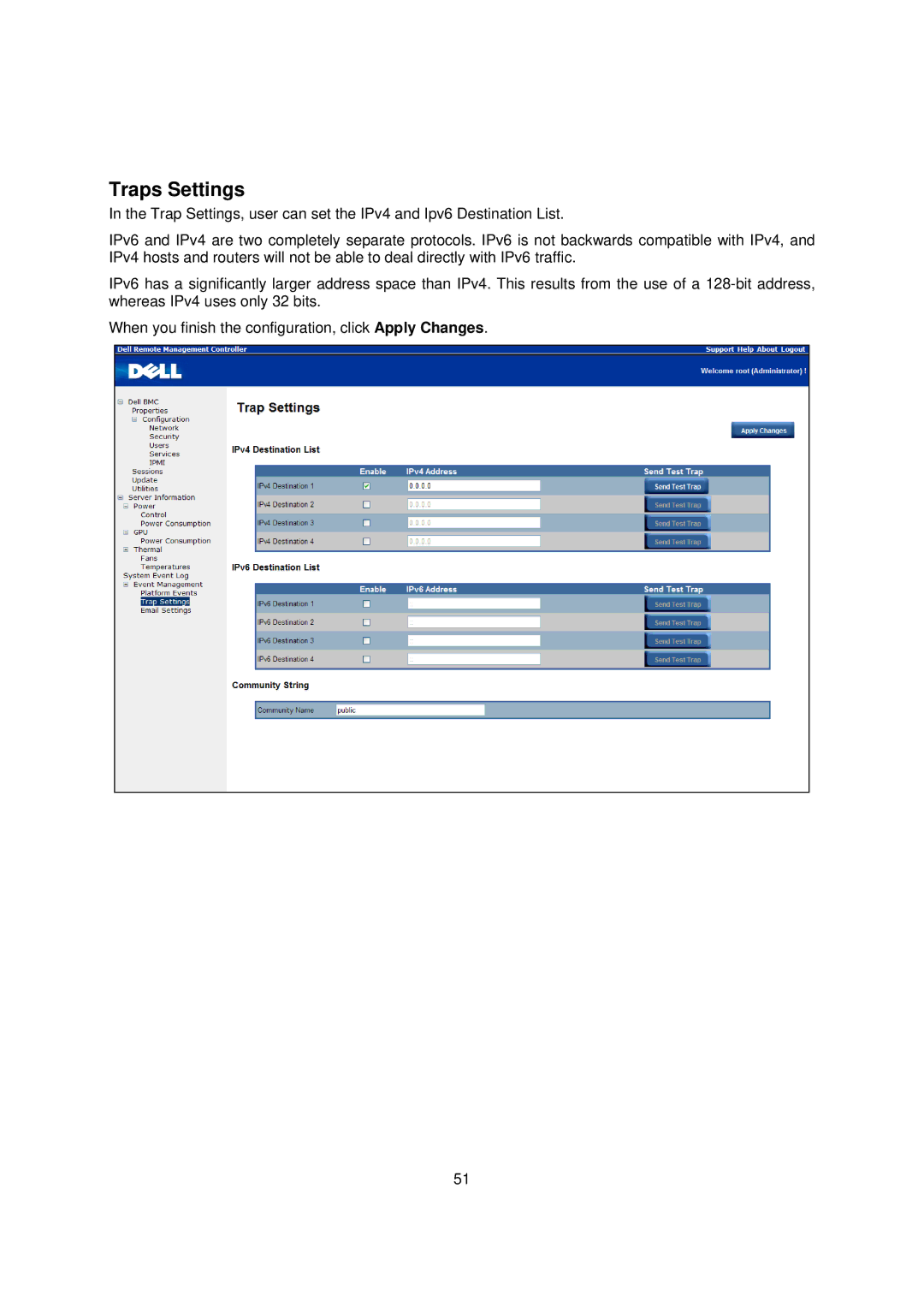 Dell C410x, B02S manual Traps Settings 