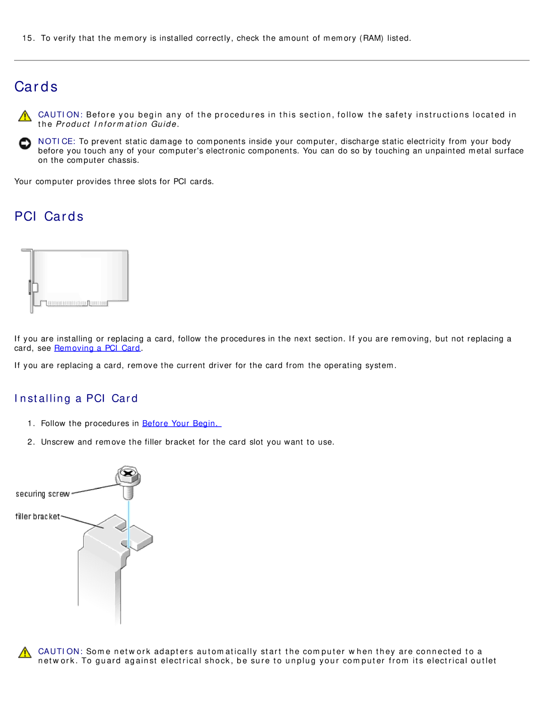 Dell B110 service manual PCI Cards 