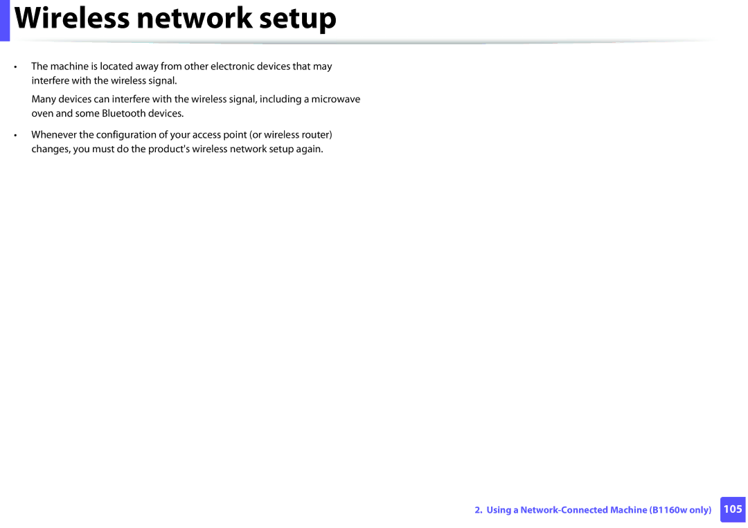 Dell B1160W manual Wireless network setup 