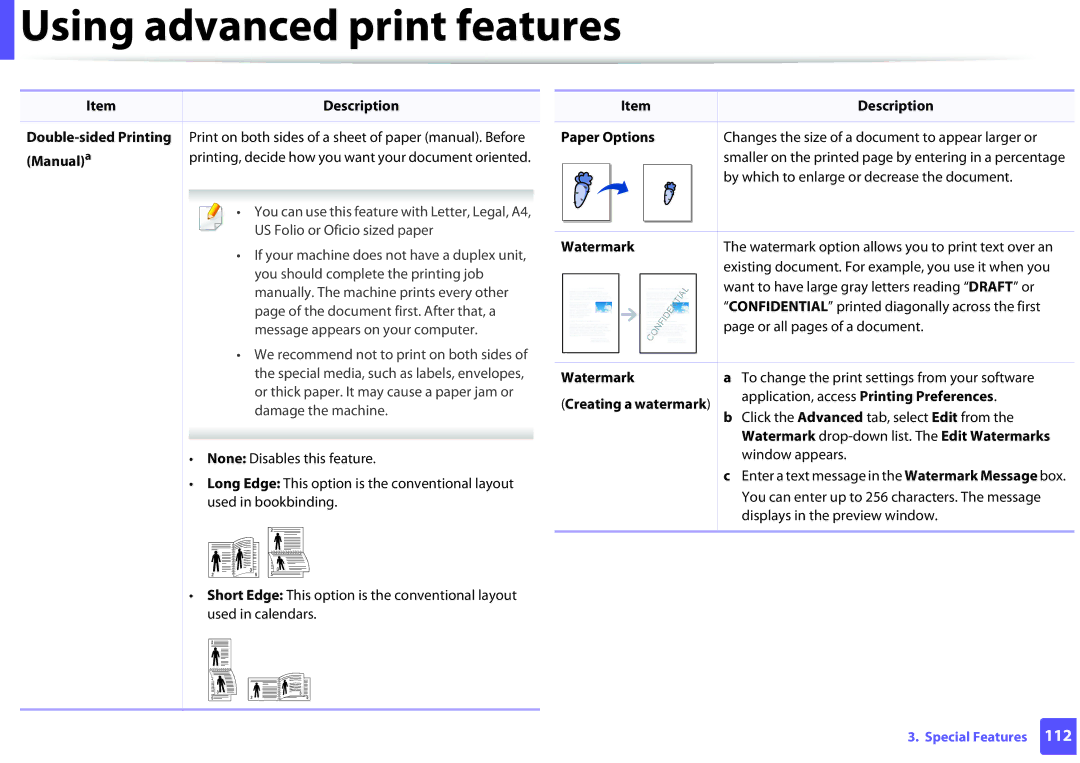 Dell B1160W manual Paper Options, Creating a watermark, Watermark drop-down list. The Edit Watermarks 