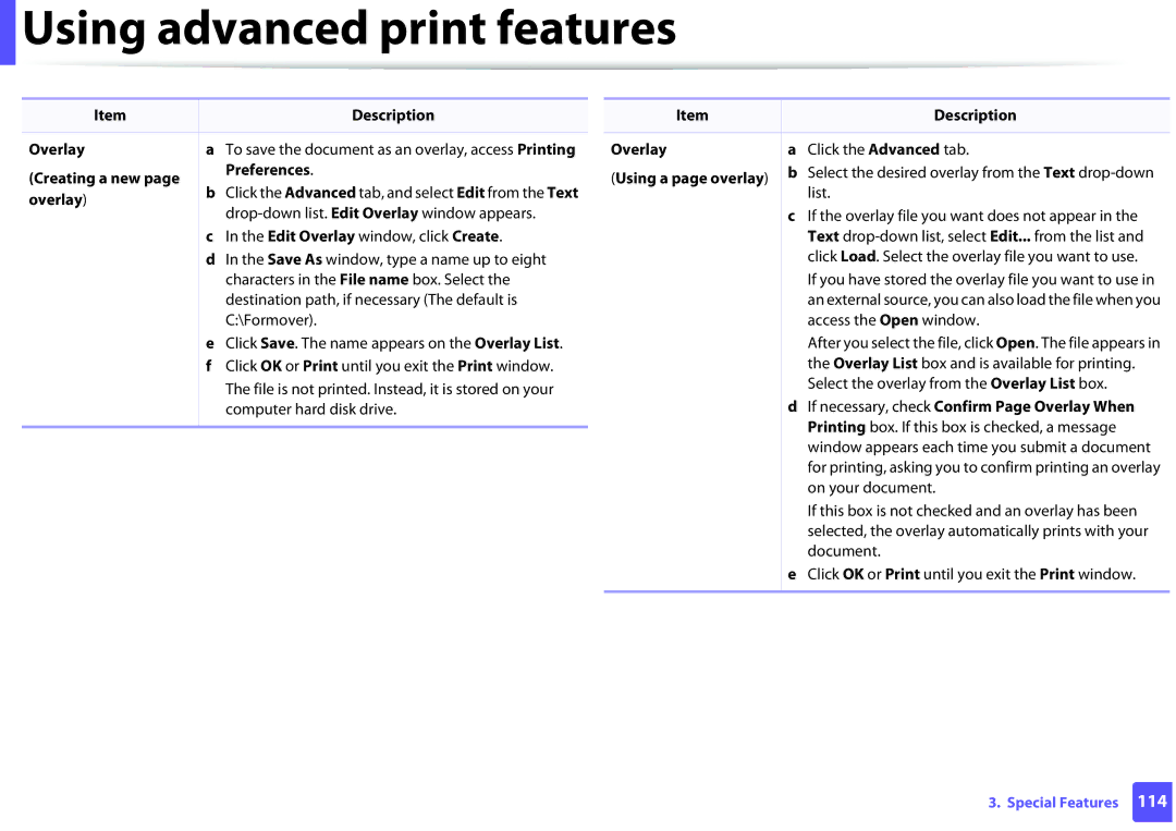 Dell B1160W manual Creating a new Preferences, Using a page overlay, If necessary, check Confirm Page Overlay When 