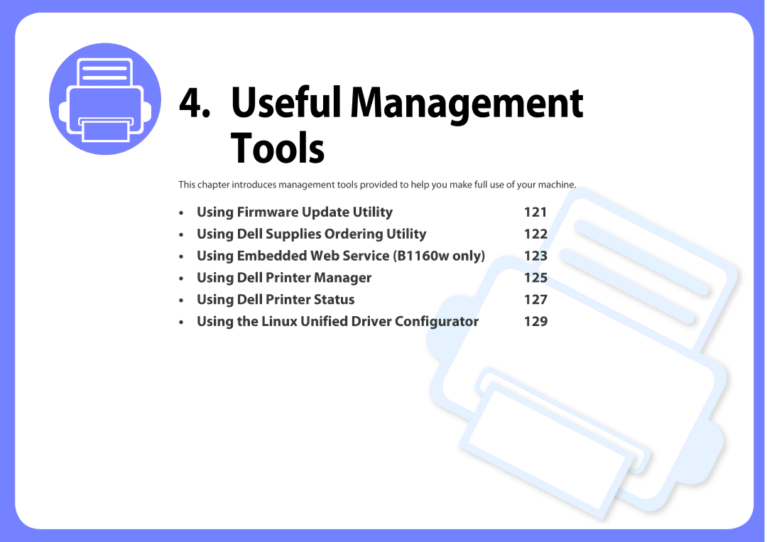 Dell B1160W manual Useful Management Tools 