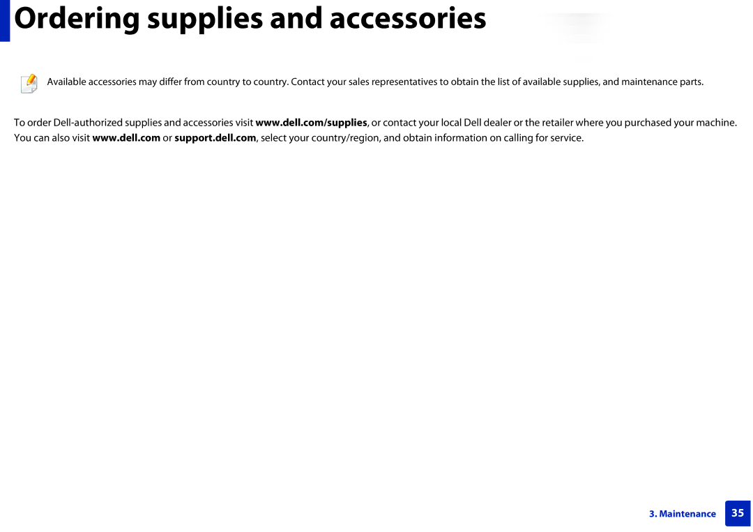 Dell B1160W manual Ordering supplies and accessories 