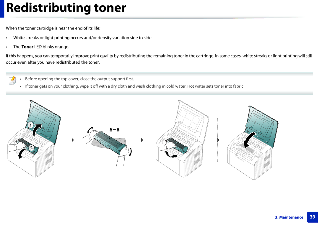 Dell B1160W manual Redistributing toner 