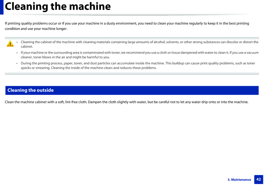 Dell B1160W manual Cleaning the machine, Cleaning the outside 