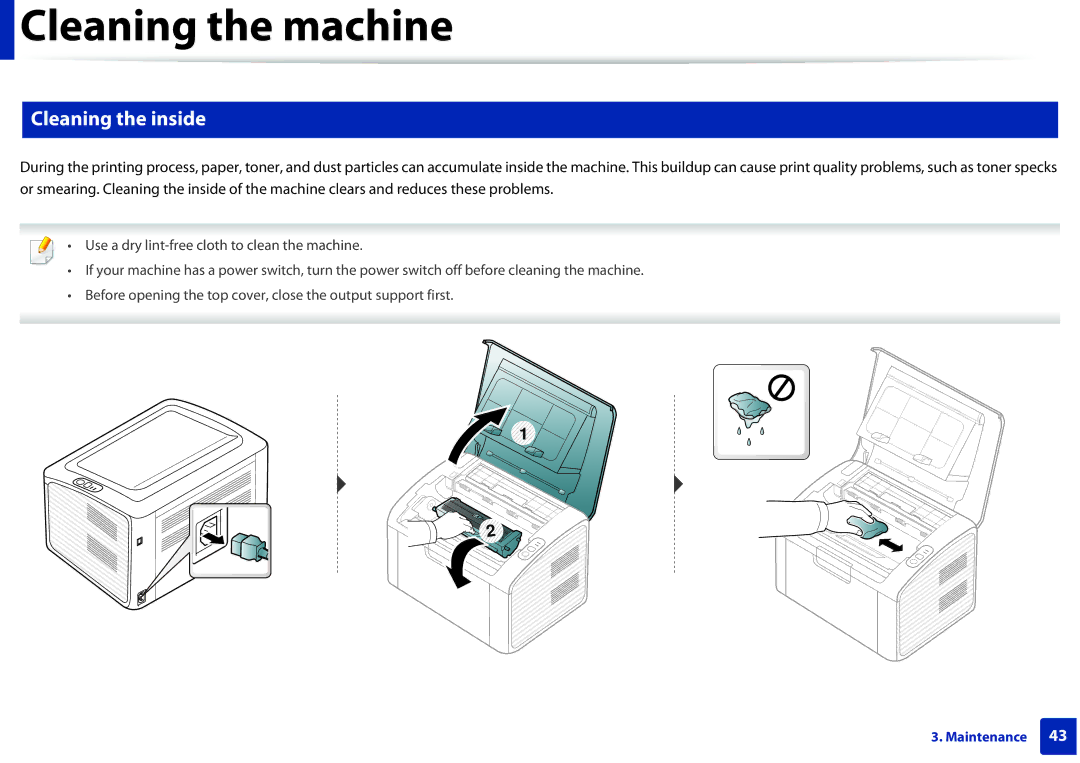 Dell B1160W manual Cleaning the inside 