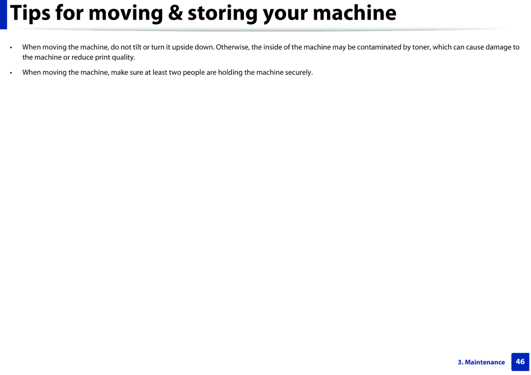 Dell B1160W manual Tips for moving & storing your machine 