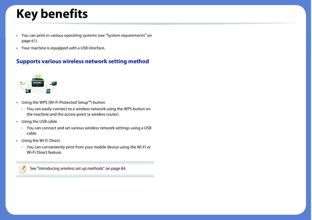 Dell B1160W manual Supports various wireless network setting method 