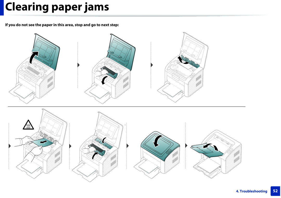 Dell B1160W manual Clearing paper jams 