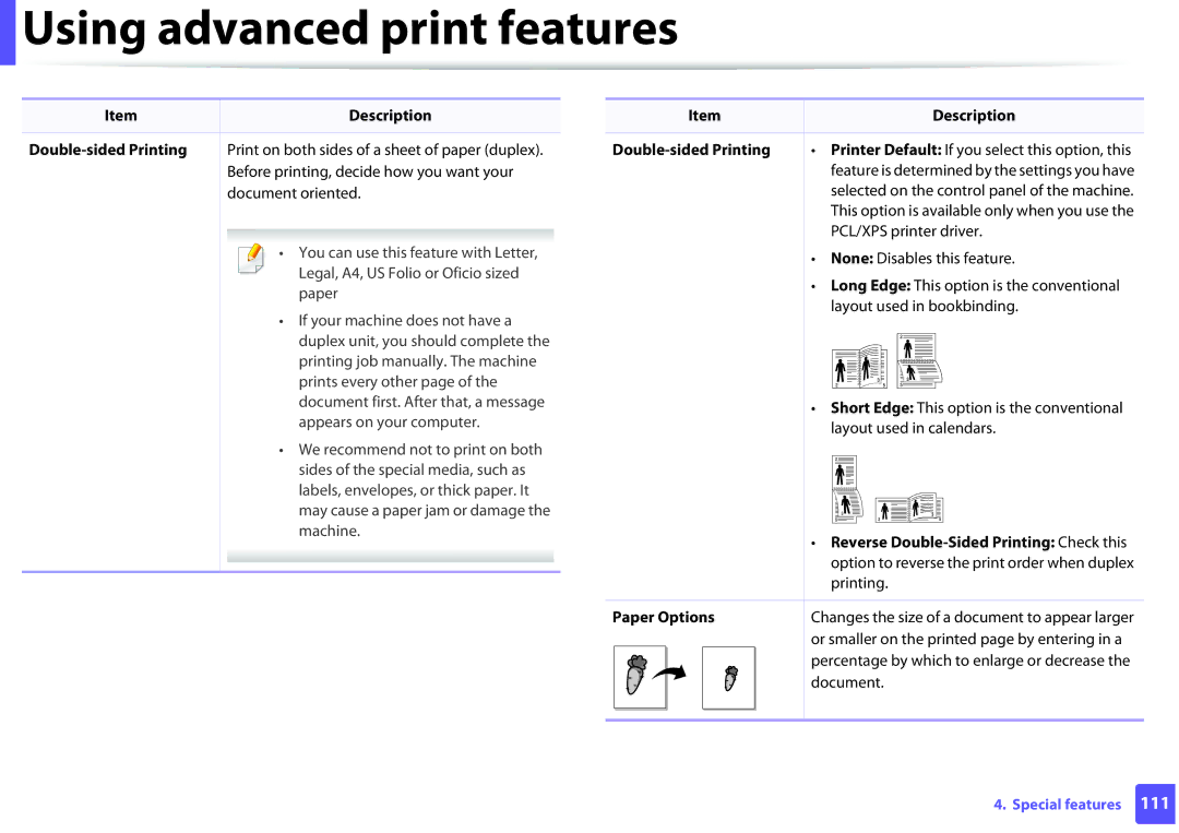 Dell B1260DN manual Reverse Double-Sided Printing Check this, Paper Options 