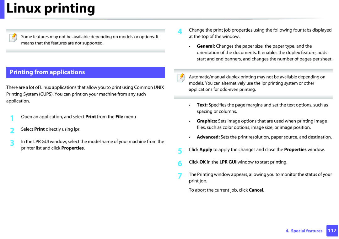 Dell B1260DN manual Linux printing, Printing from applications 