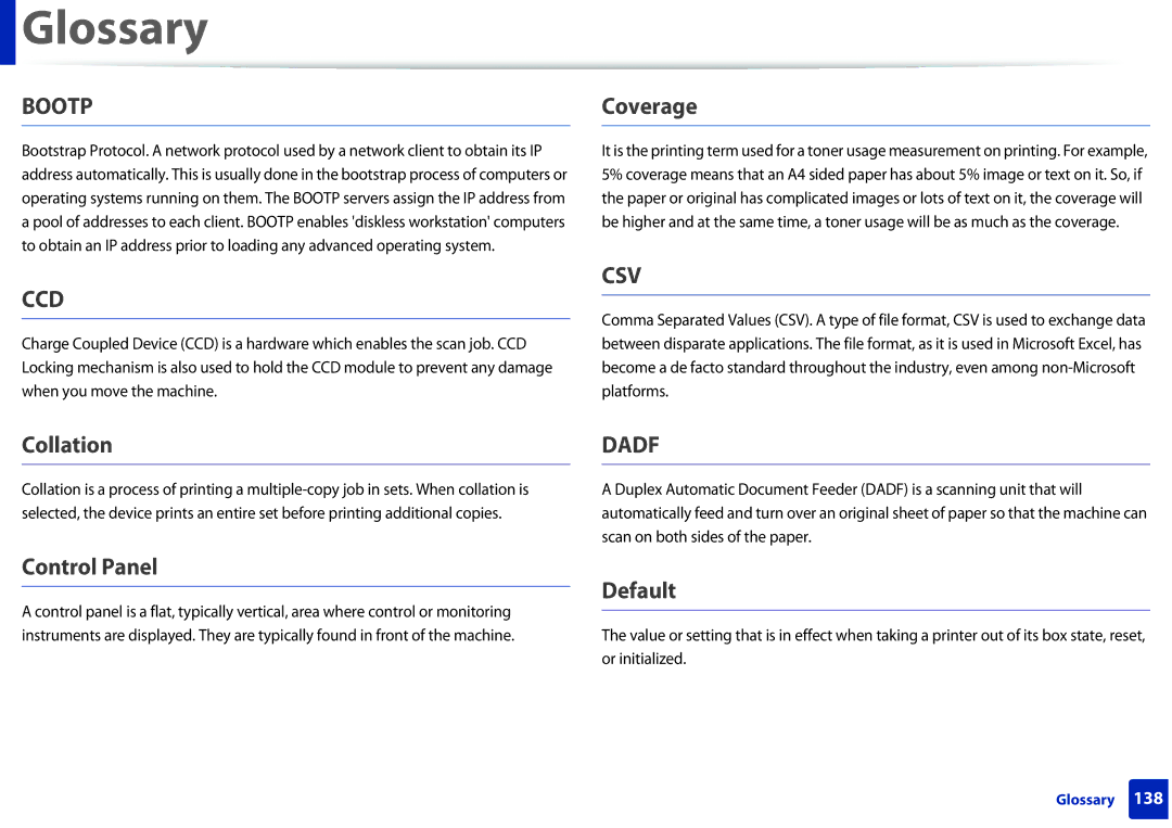 Dell B1260DN manual Coverage, Collation, Control Panel, Default 