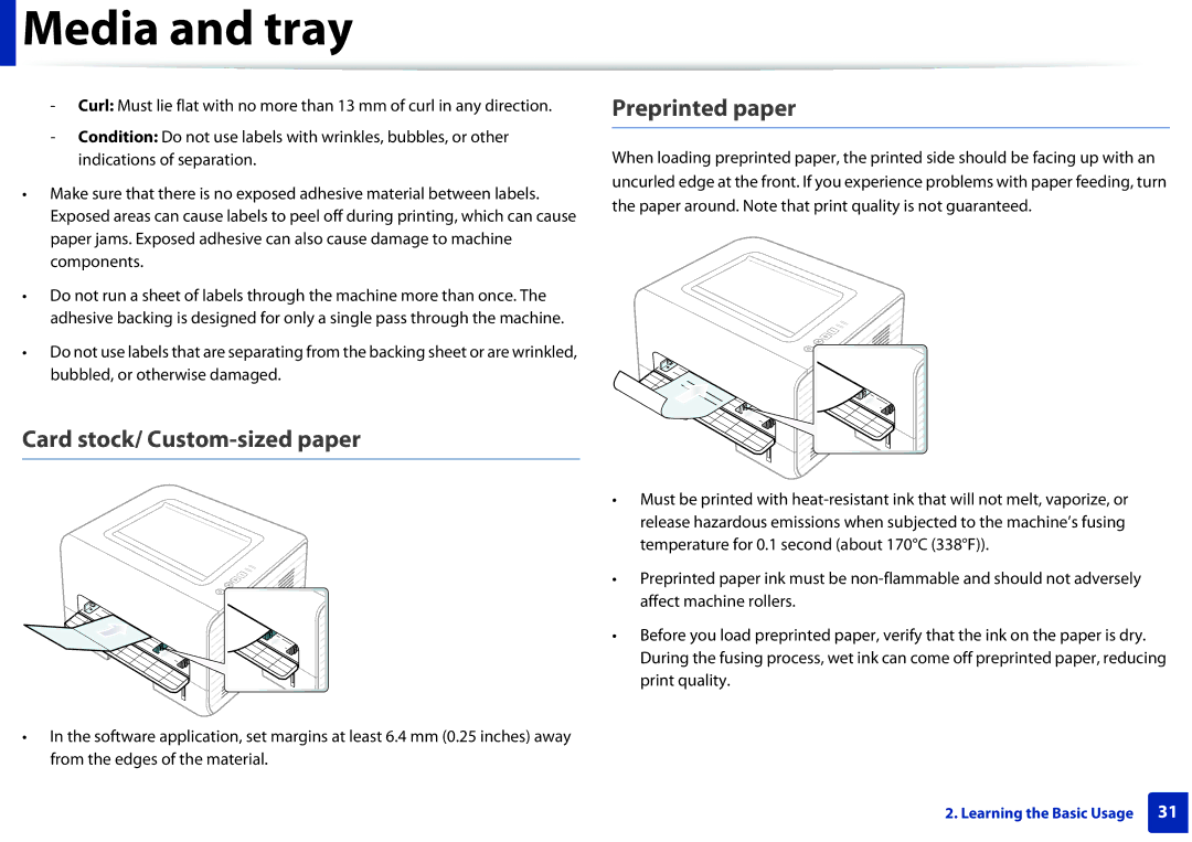 Dell B1260DN manual Card stock/ Custom-sized paper, Preprinted paper 