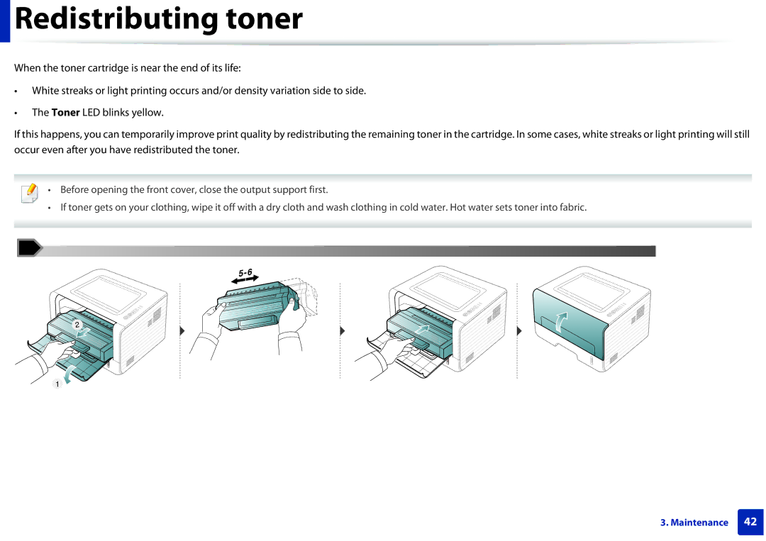 Dell B1260DN manual Redistributing toner 