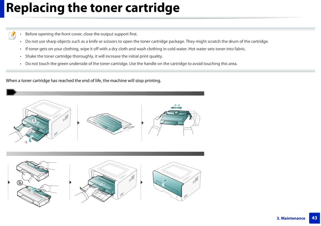 Dell B1260DN manual Replacing the toner cartridge 