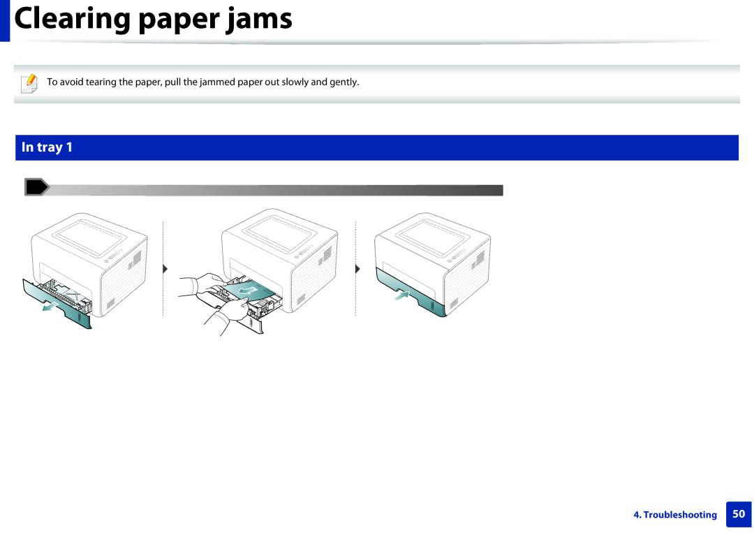 Dell B1260DN manual Clearing paper jams, Tray 