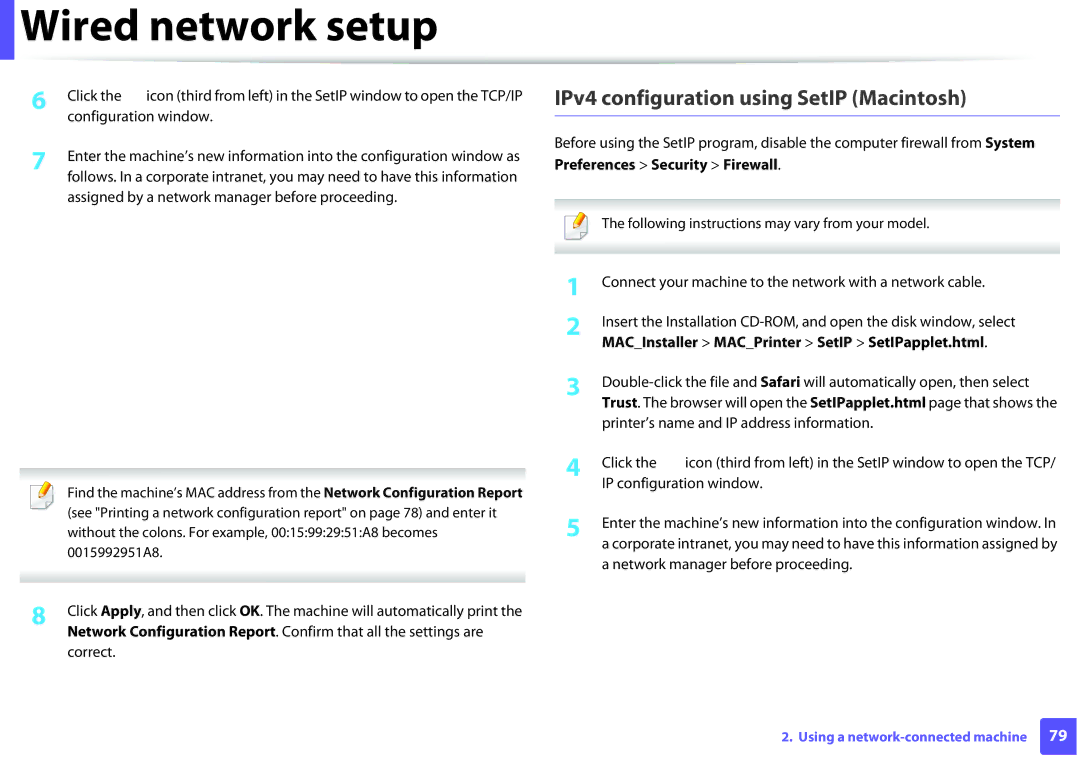 Dell B1260DN manual Wired network setup 