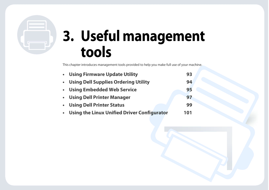 Dell B1260DN manual Useful management tools 