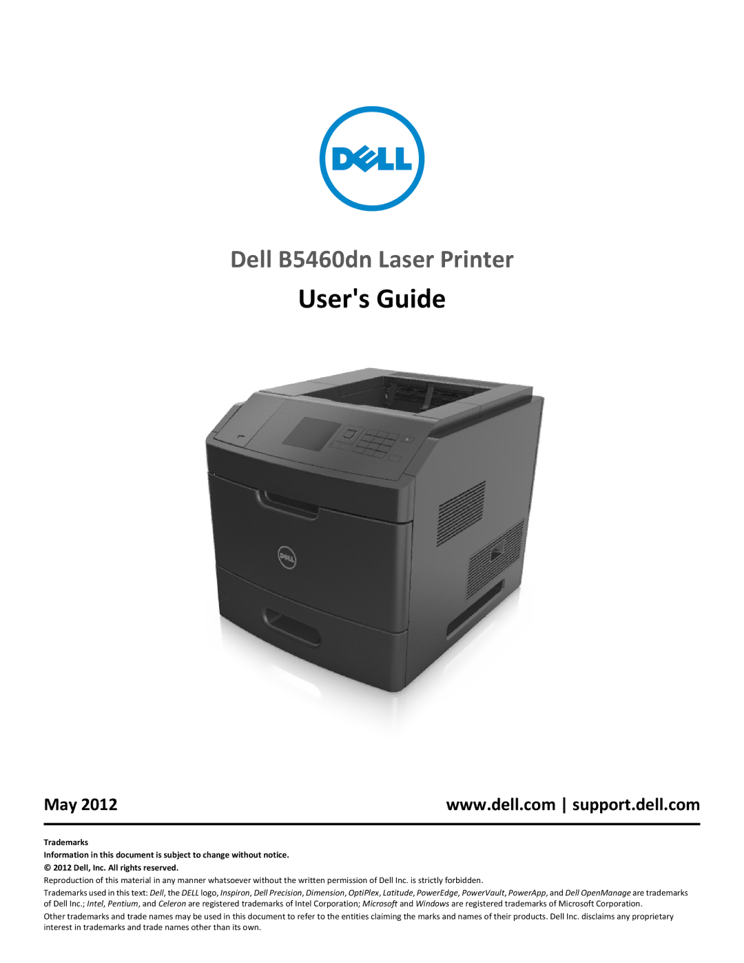 Dell B5460DN manual Users Guide, May 