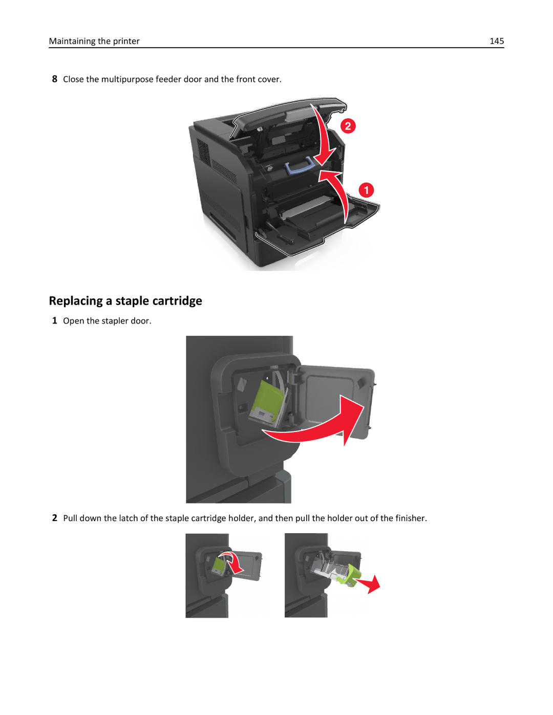 Dell B5460DN manual Replacing a staple cartridge 