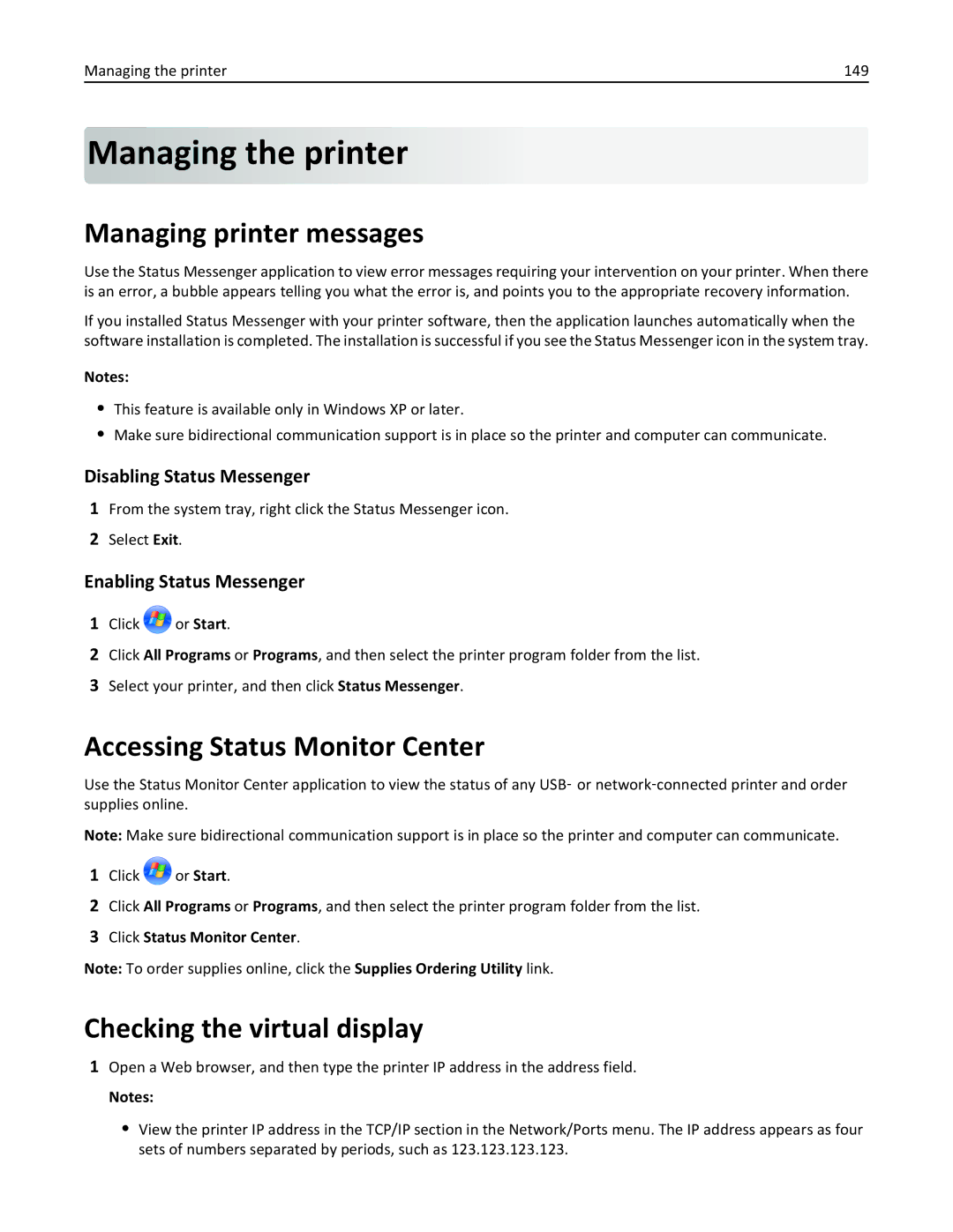 Dell B5460DN manual Managing the printer, Managing printer messages, Accessing Status Monitor Center 