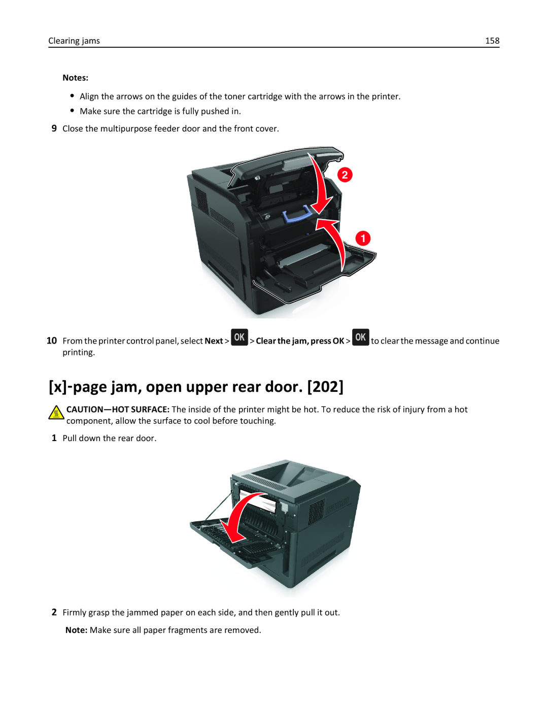 Dell B5460DN manual ‑page jam, open upper rear door 