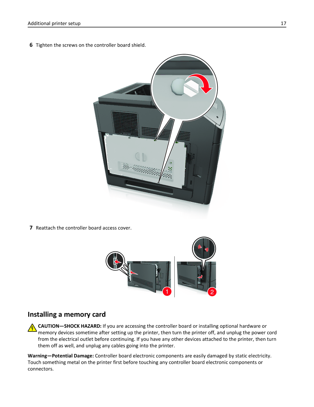 Dell B5460DN manual Installing a memory card 