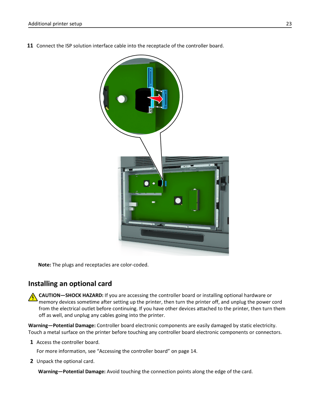 Dell B5460DN manual Installing an optional card 