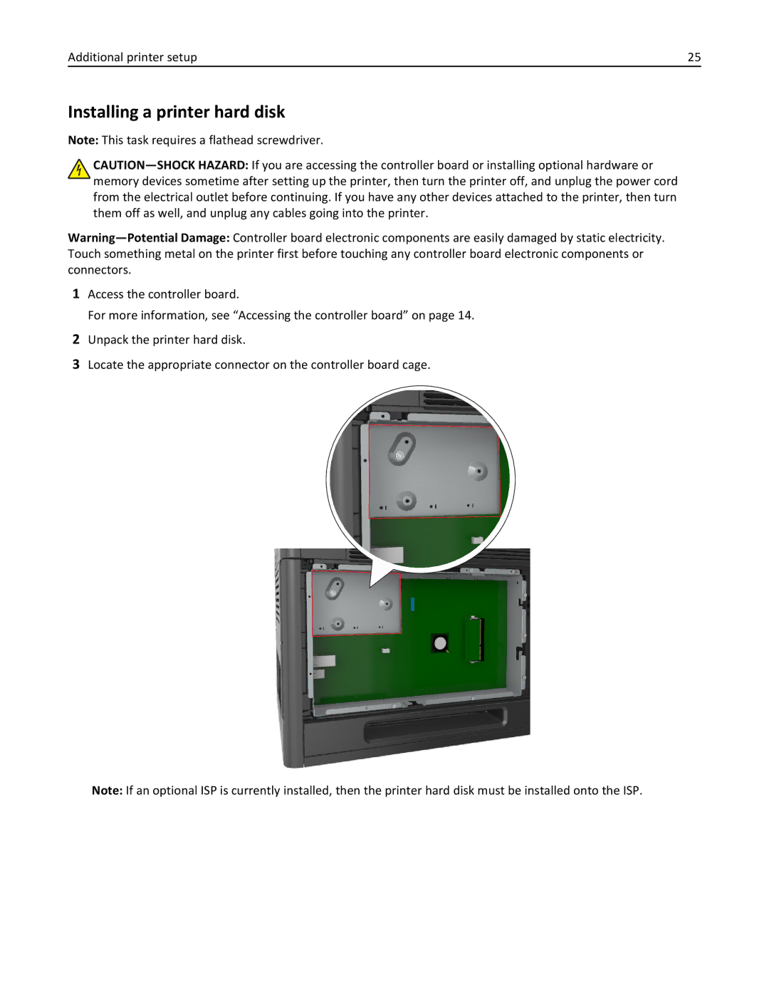 Dell B5460DN manual Installing a printer hard disk, Additional printer setup 