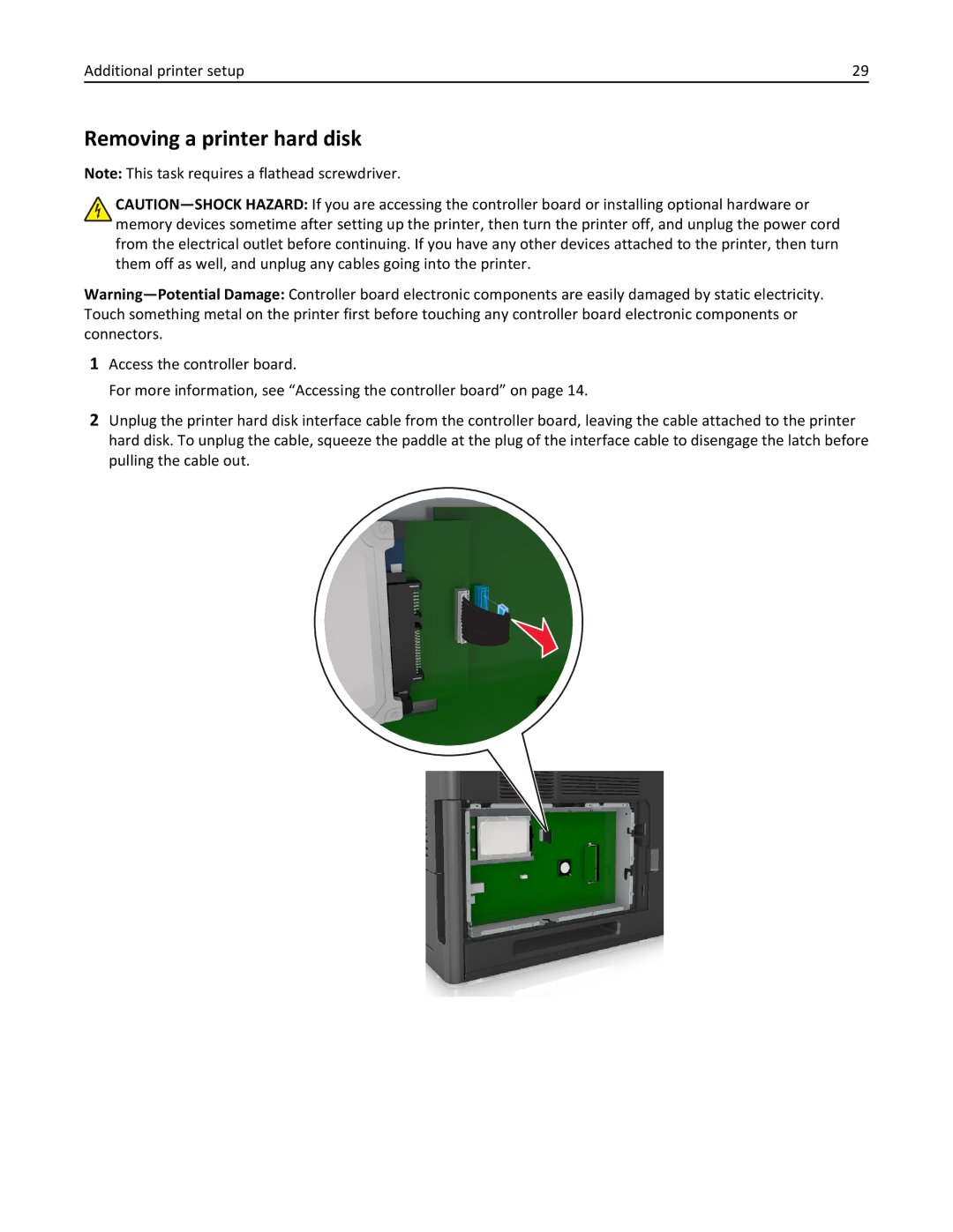 Dell B5460DN manual Removing a printer hard disk, Additional printer setup 