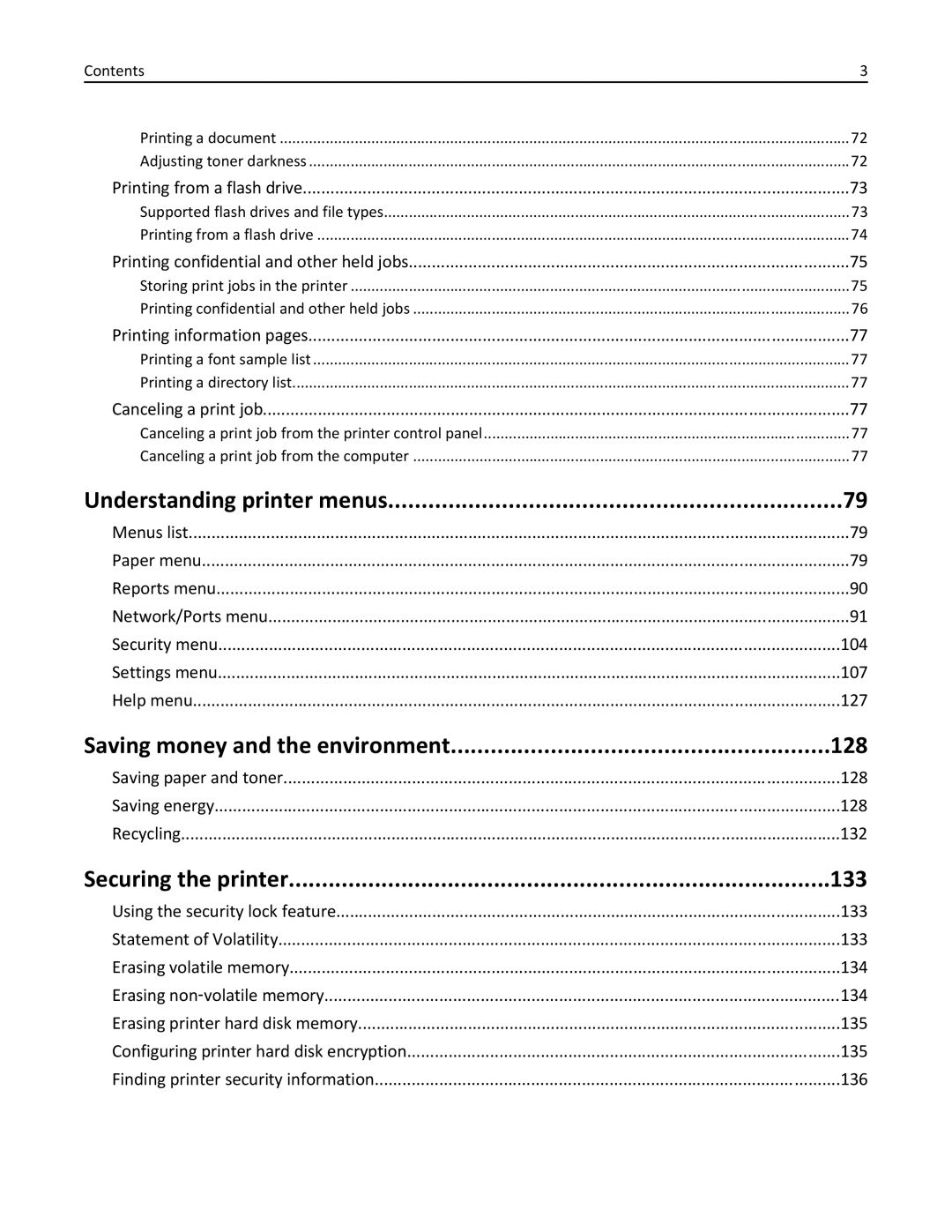 Dell B5460DN manual Understanding printer menus, Saving money and the environment, Securing the printer 