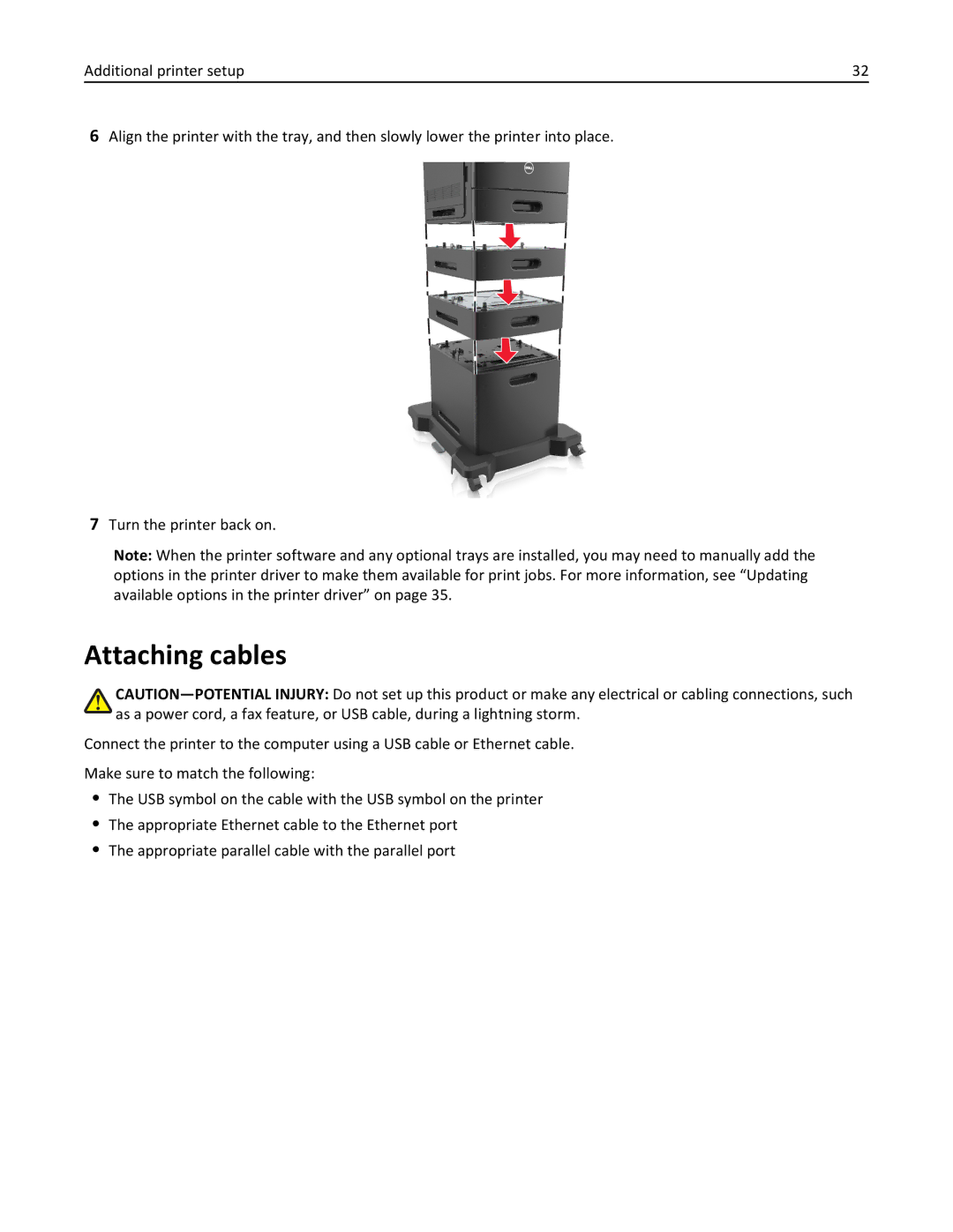 Dell B5460DN manual Attaching cables 