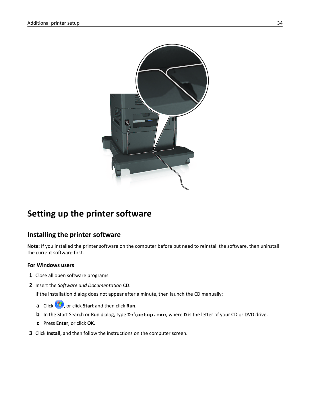 Dell B5460DN manual Setting up the printer software, Installing the printer software, Close all open software programs 