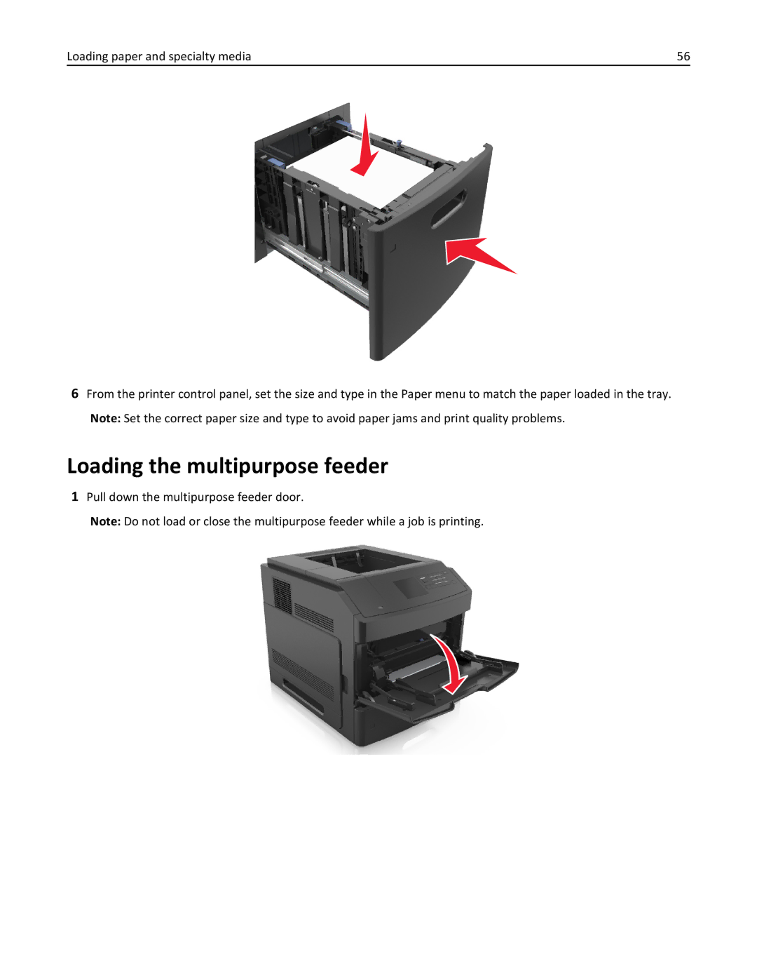 Dell B5460DN manual Loading the multipurpose feeder, Pull down the multipurpose feeder door 