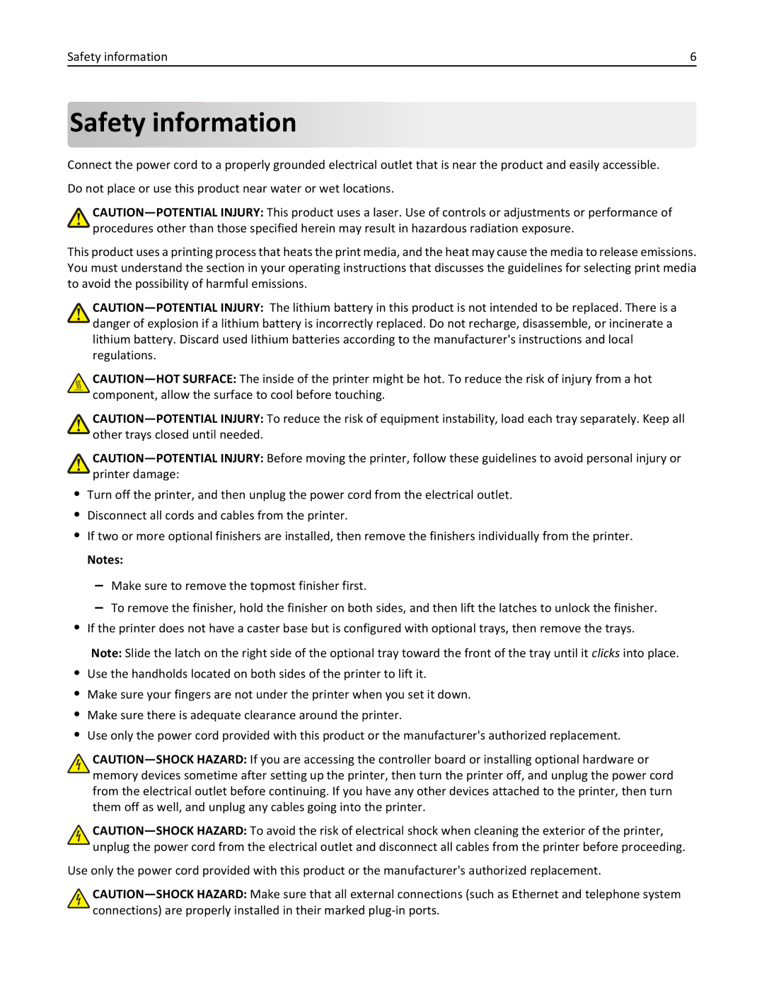 Dell B5460DN manual Safety information 