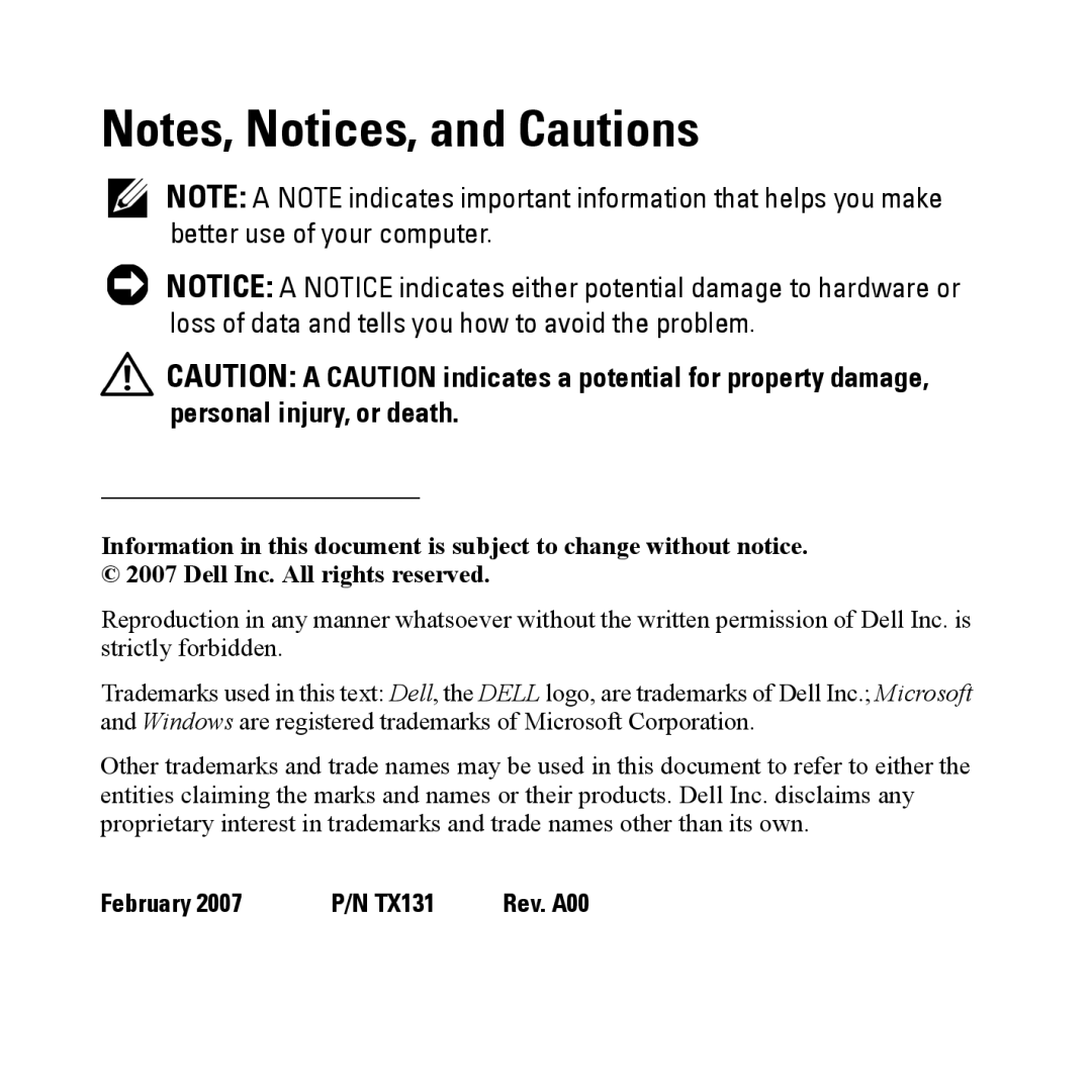 Dell BH200 owner manual February TX131 