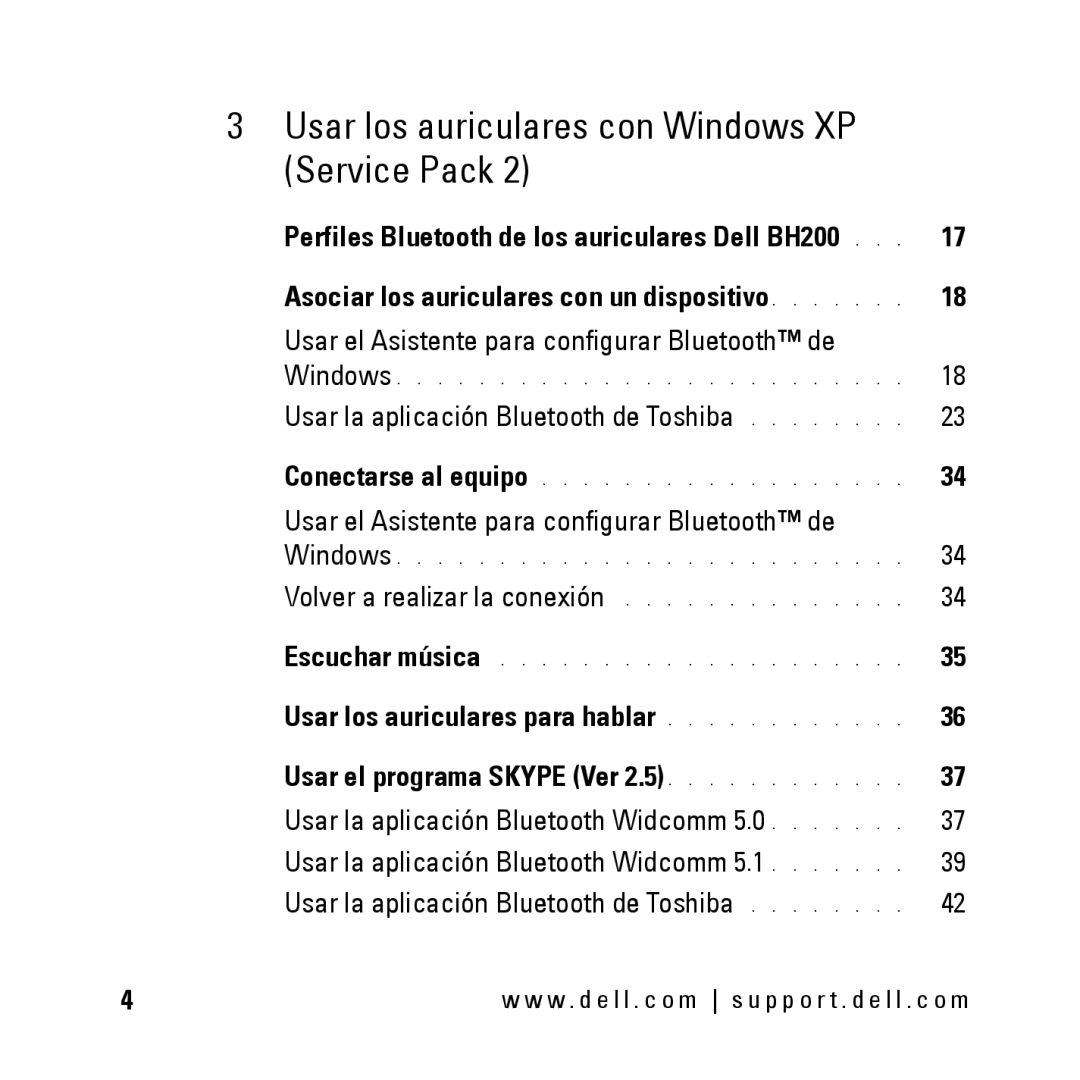 Dell BH200 owner manual Usar los auriculares con Windows XP Service Pack 