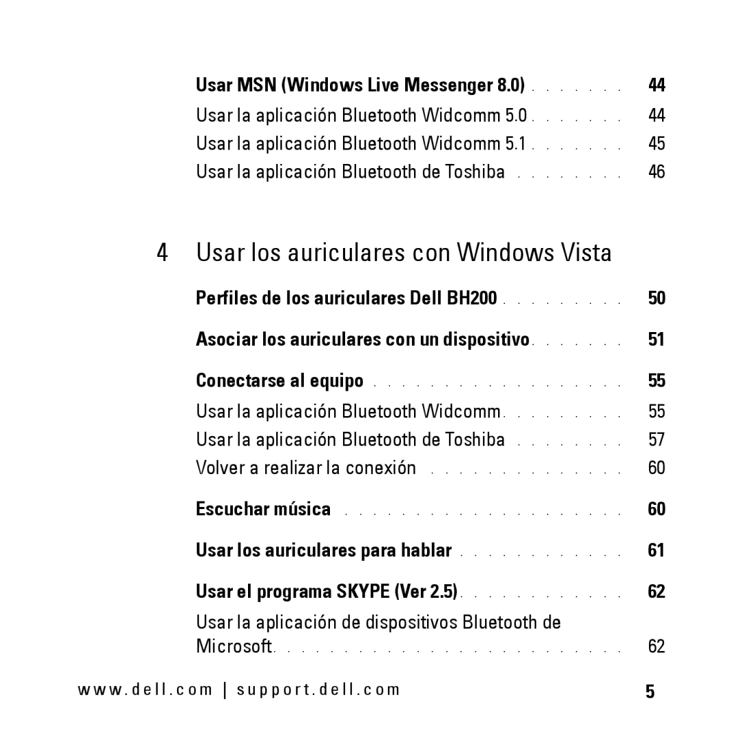 Dell BH200 owner manual Usar los auriculares con Windows Vista 