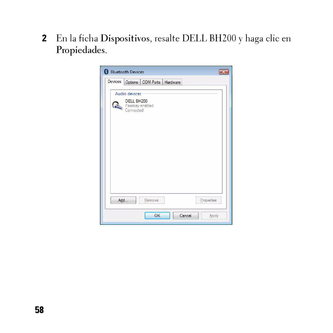 Dell BH200 owner manual Propiedades 